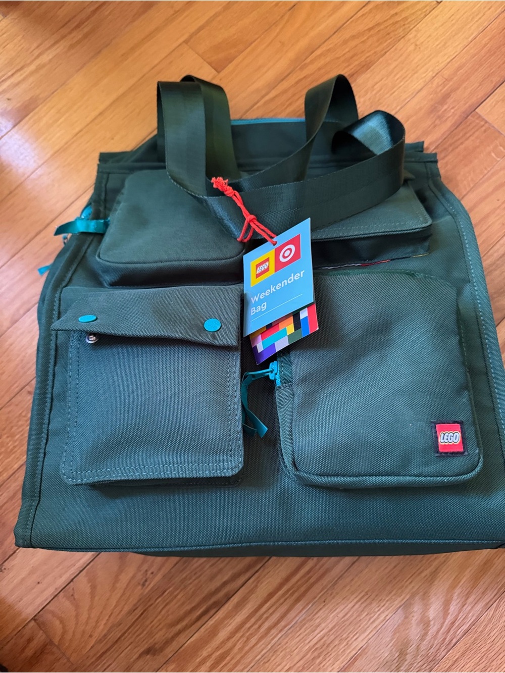 LEGO x Target Dark Green Duffel Weekender Bag with Teal Accents